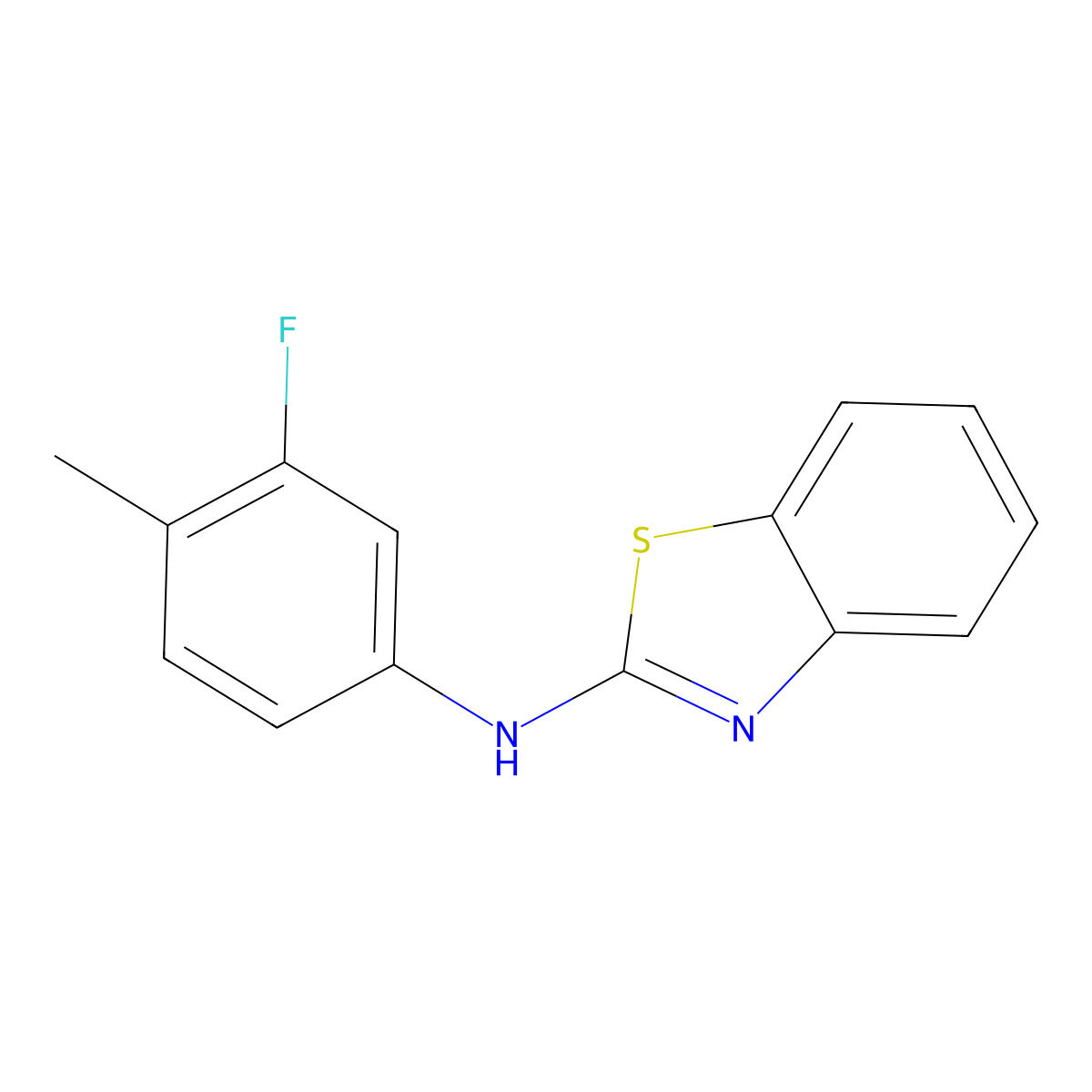 N-(3-fluoro-4-methylphenyl)-1,3-benzothiazol-2-amine molecular structure, CAS 852399-68-9