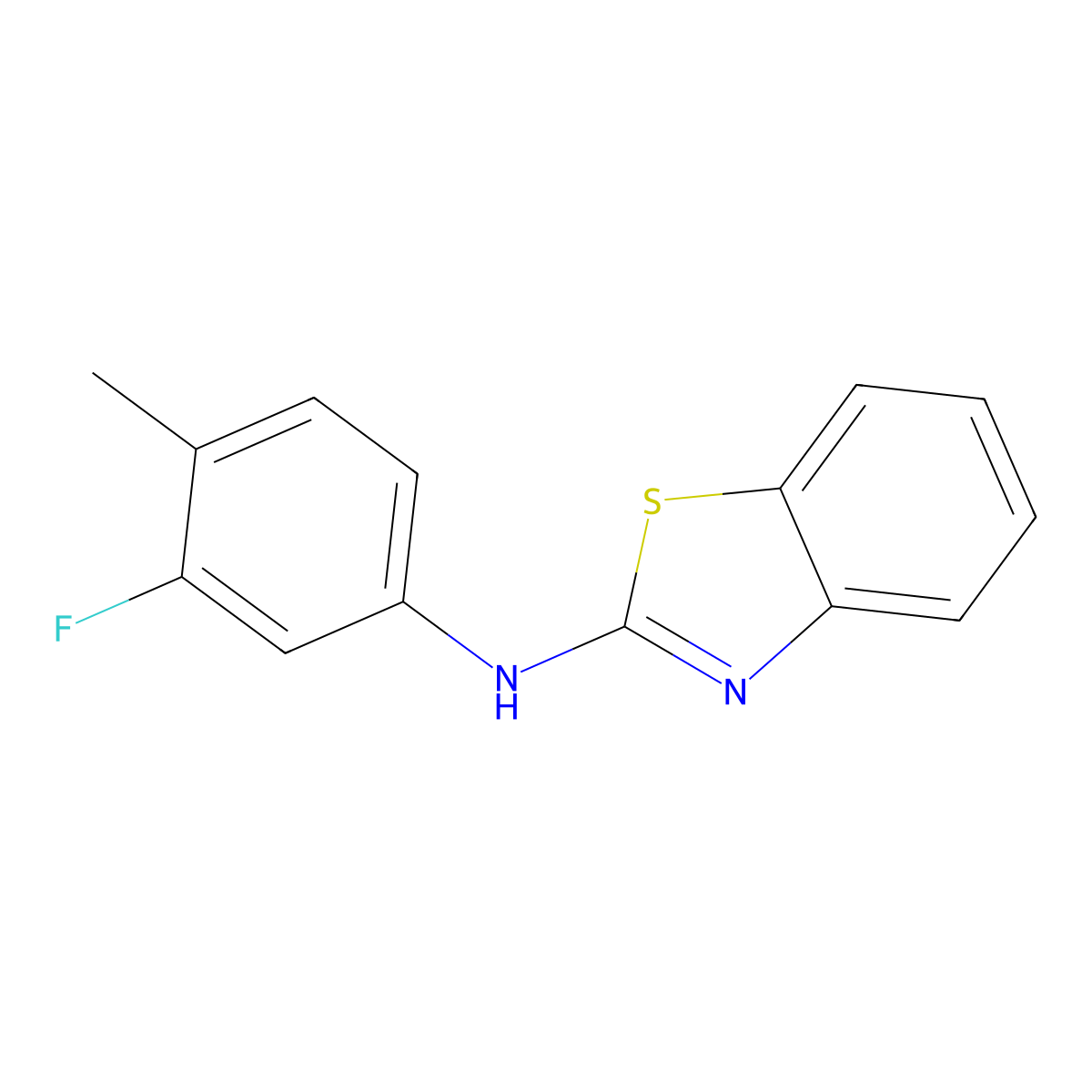 N-(3-fluoro-4-methylphenyl)-1,3-benzothiazol-2-amine molecular structure, CAS 852399-68-9