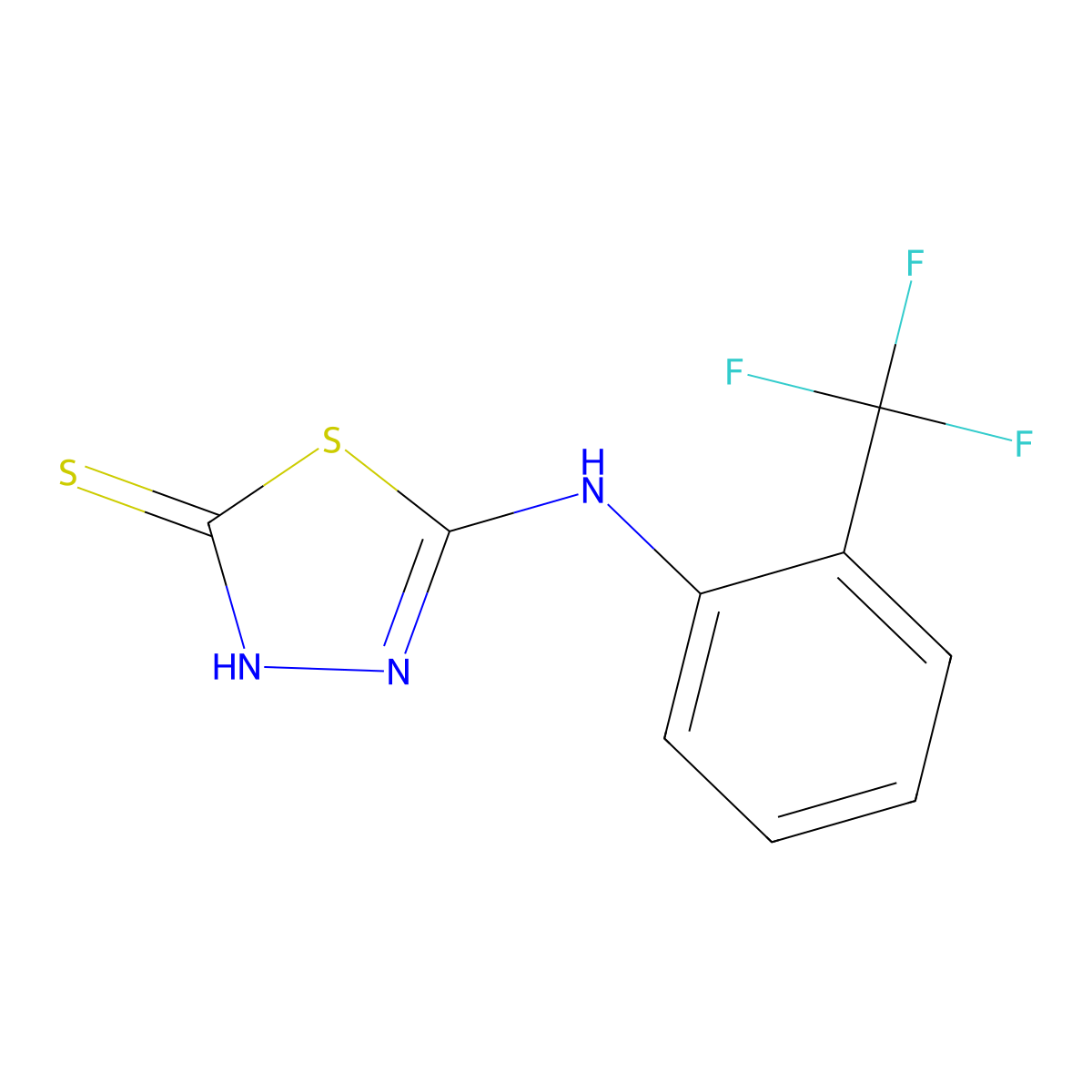 5-{[2-(Trifluoromethyl)phenyl]amino}-1,3,4-thiadiazole-2-thiol molecular structure, CAS 852399-74-7