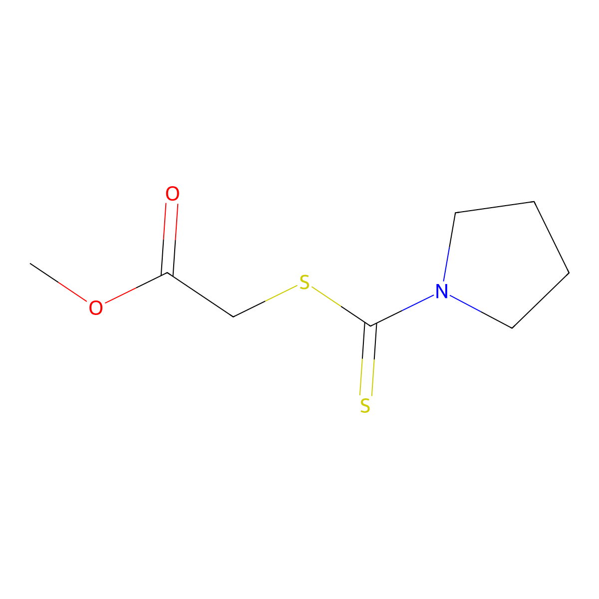 Methyl 2-(pyrrolidine-1-carbothioylsulfanyl)acetate molecular structure, CAS 852399-75-8