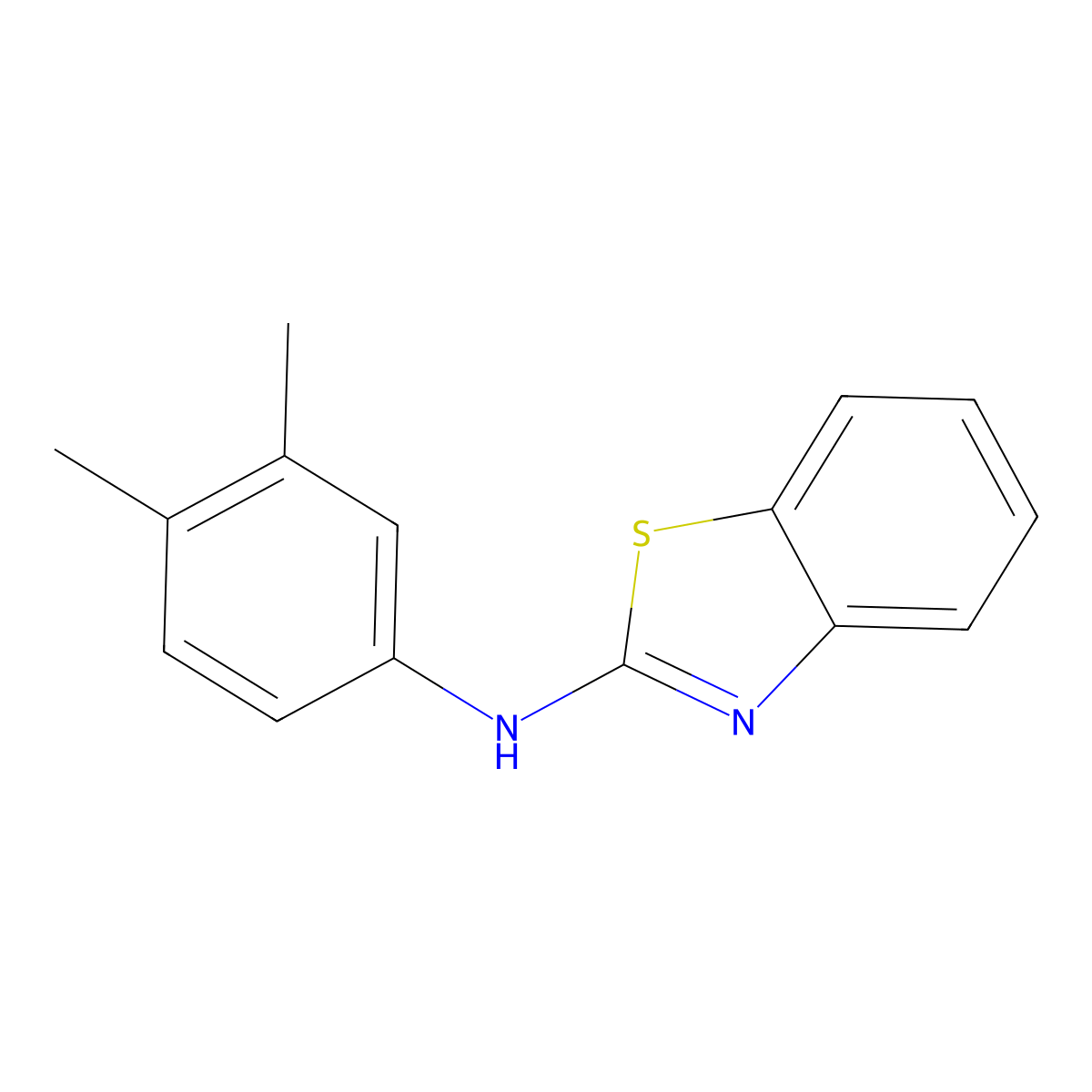 N-(3,4-dimethylphenyl)-1,3-benzothiazol-2-amine molecular structure, CAS 852399-77-0