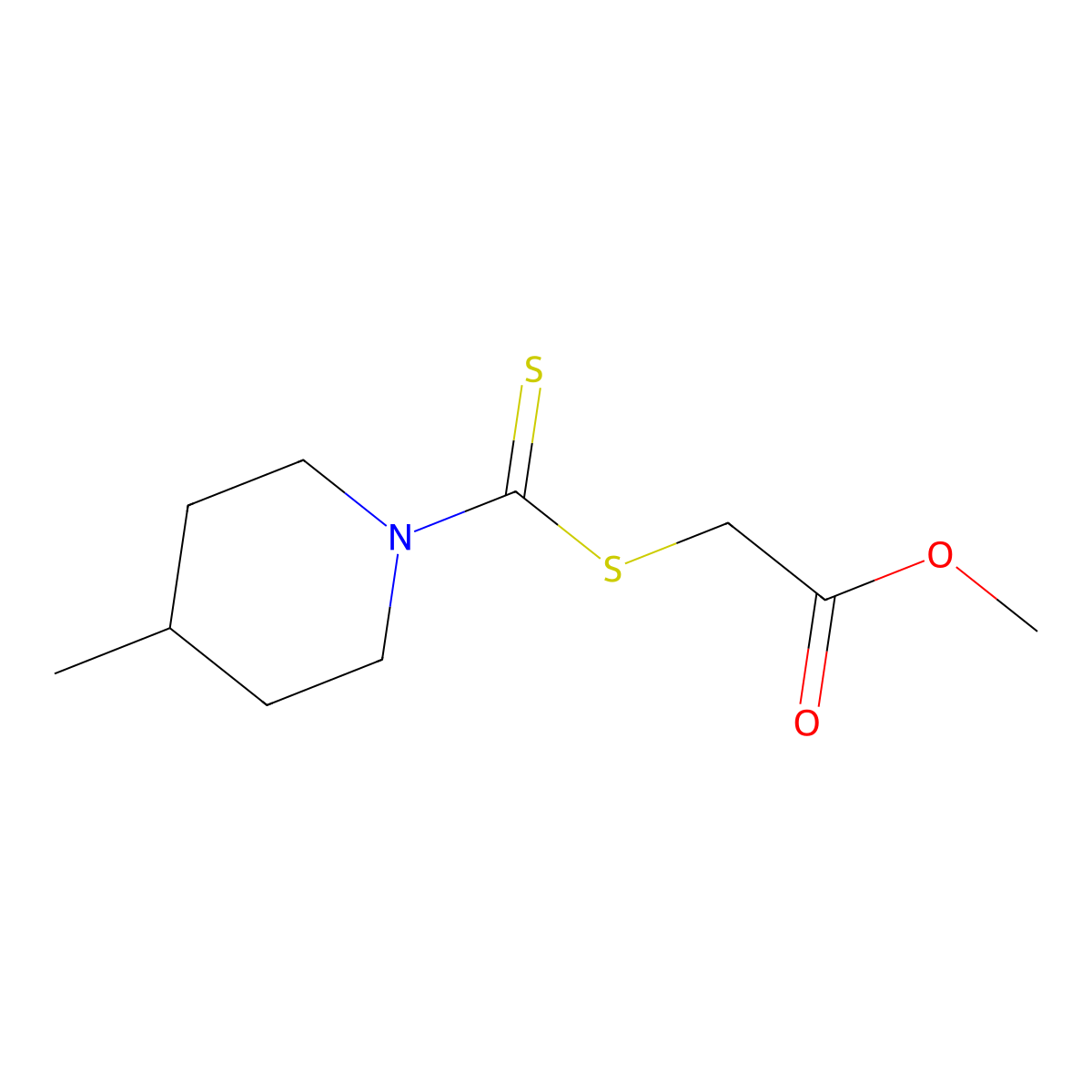 Methyl 2-(4-methylpiperidine-1-carbothioylsulfanyl)acetate molecular structure, CAS 852399-82-7