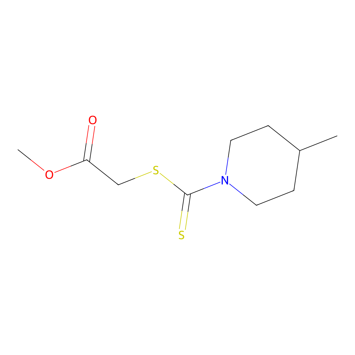 Methyl 2-(4-methylpiperidine-1-carbothioylsulfanyl)acetate molecular structure, CAS 852399-82-7