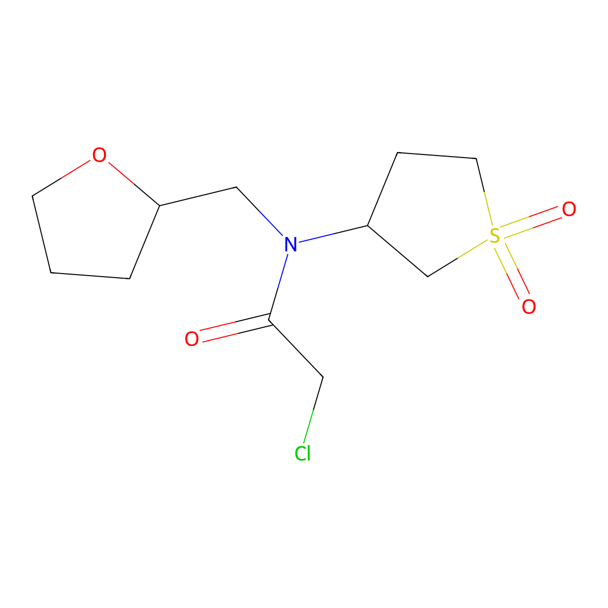 2-chloro-N-(1,1-dioxo-1lambda6-thiolan-3-yl)-N-[(oxolan-2-yl)methyl]acetamide molecular structure, CAS 852399-83-8