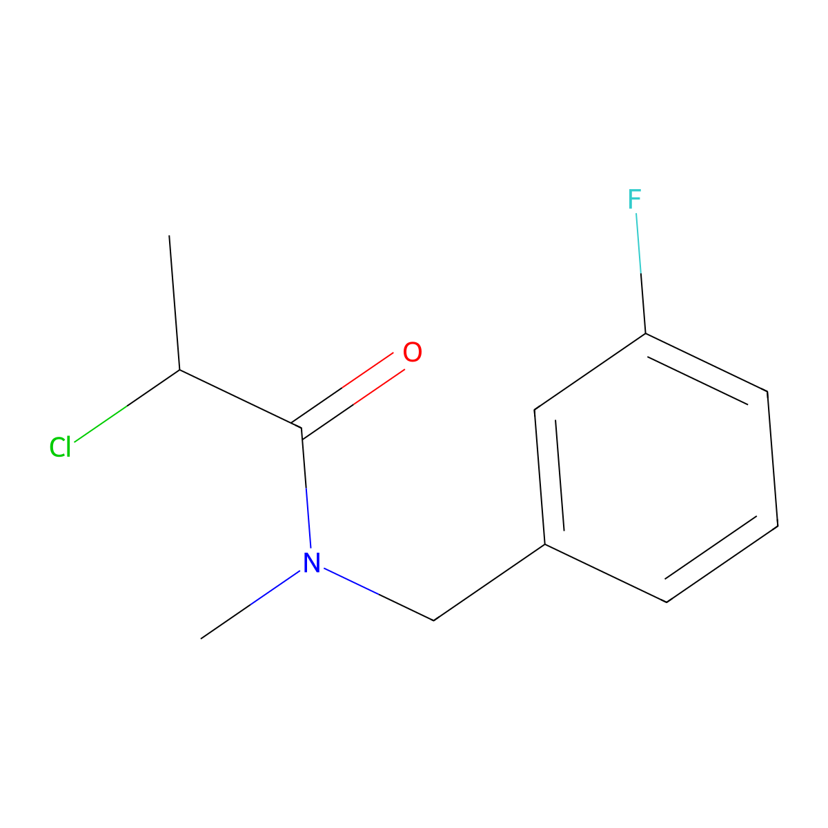 2-chloro-N-((3-fluorophenyl)methyl)-N-methylpropanamide molecular structure, CAS 852399-84-9
