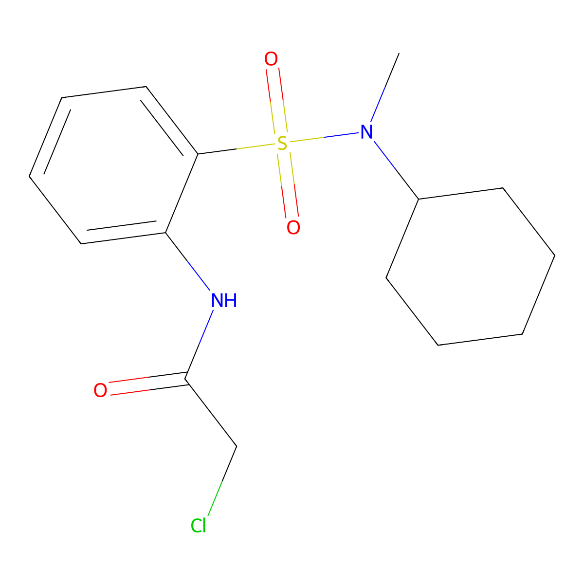 2-chloro-N-{2-[cyclohexyl(methyl)sulfamoyl]phenyl}acetamide molecular structure, CAS 852399-90-7