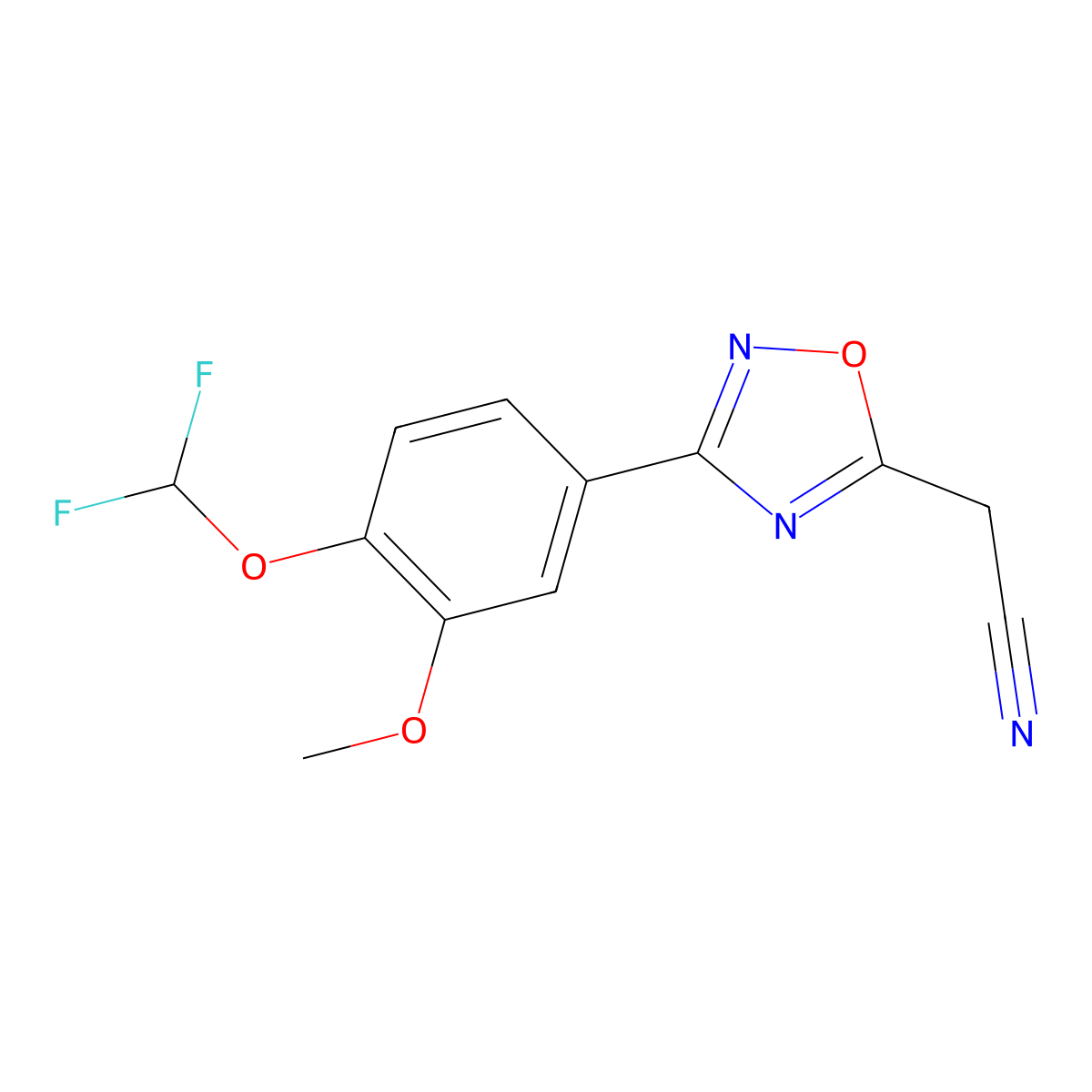 2-{3-[4-(Difluoromethoxy)-3-methoxyphenyl]-1,2,4-oxadiazol-5-yl}acetonitrile molecular structure, CAS 852399-91-8