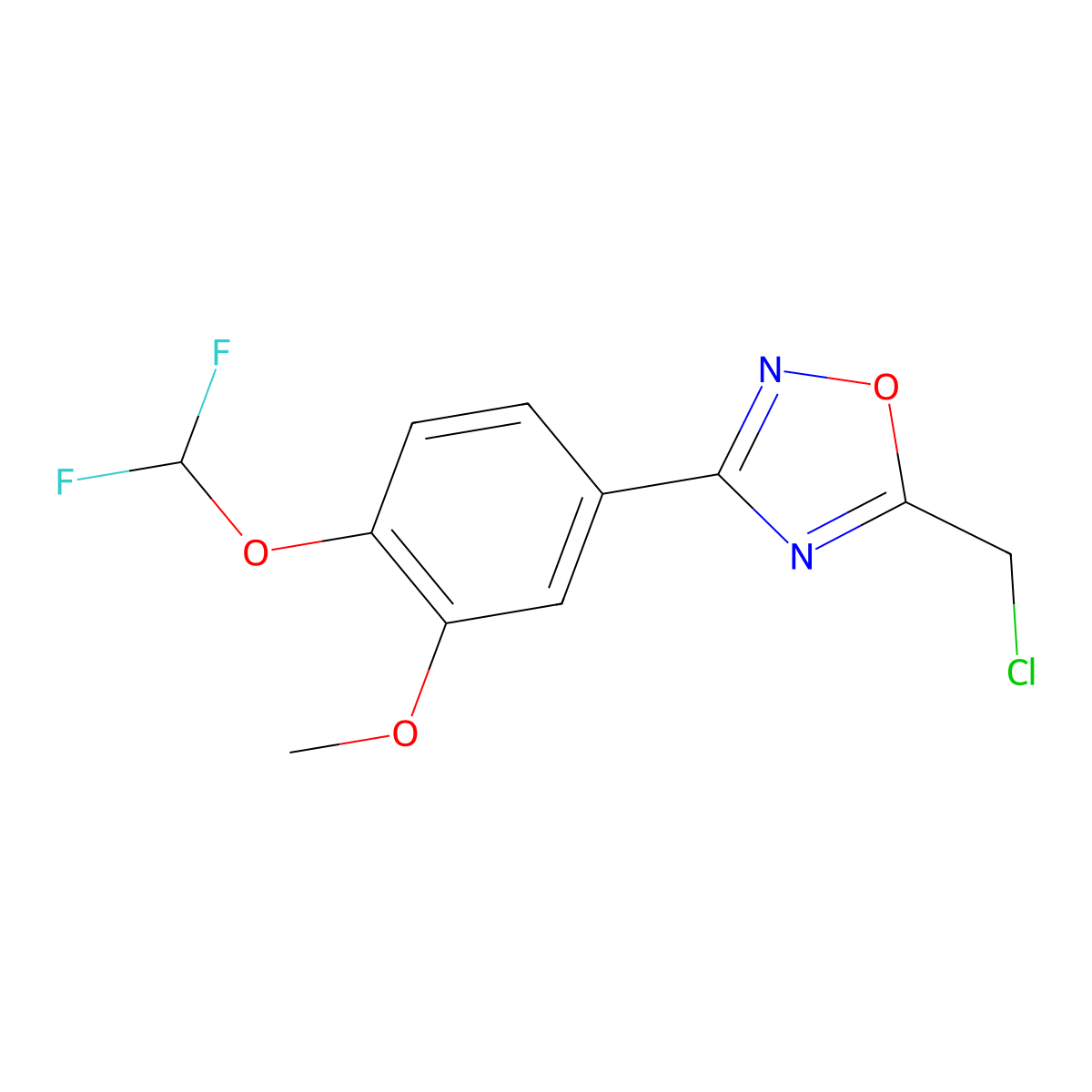 5-(Chloromethyl)-3-(4-(difluoromethoxy)-3-methoxyphenyl)-1,2,4-oxadiazole molecular structure, CAS 852399-92-9