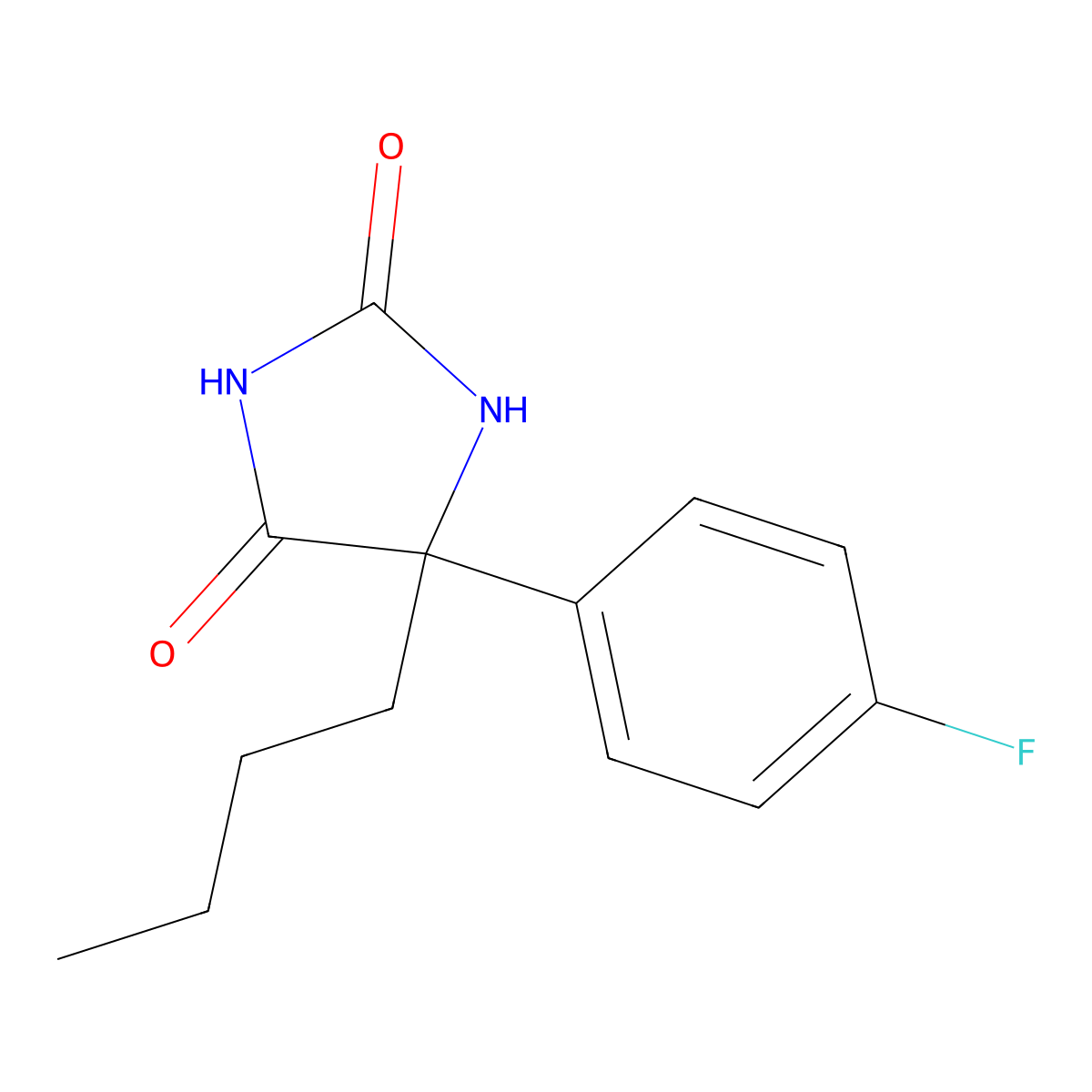 5-Butyl-5-(4-fluorophenyl)-2,4-imidazolidinedione molecular structure, CAS 852399-93-0
