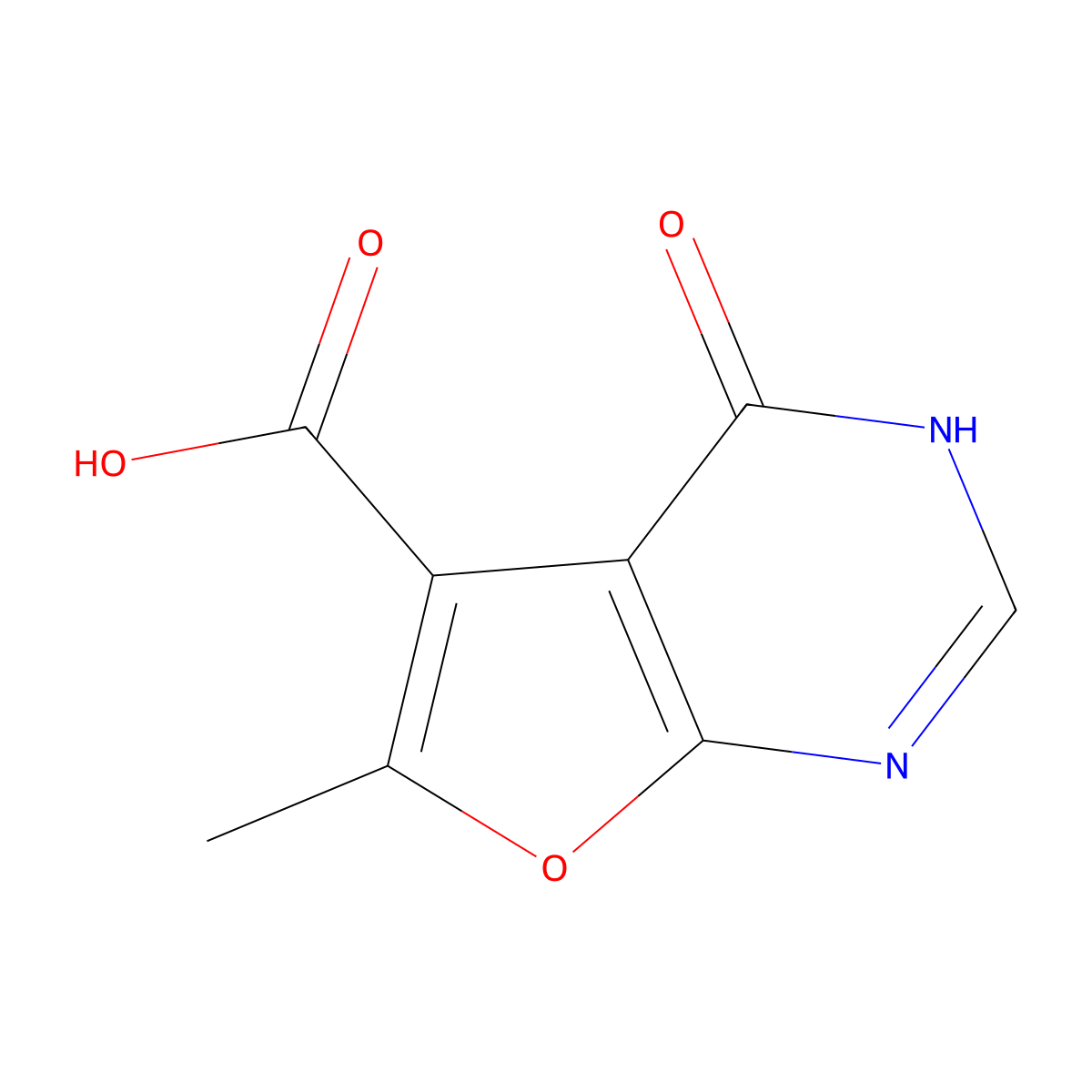 6-methyl-4-oxo-3H,4H-furo[2,3-d]pyrimidine-5-carboxylic acid molecular structure, CAS 852399-94-1