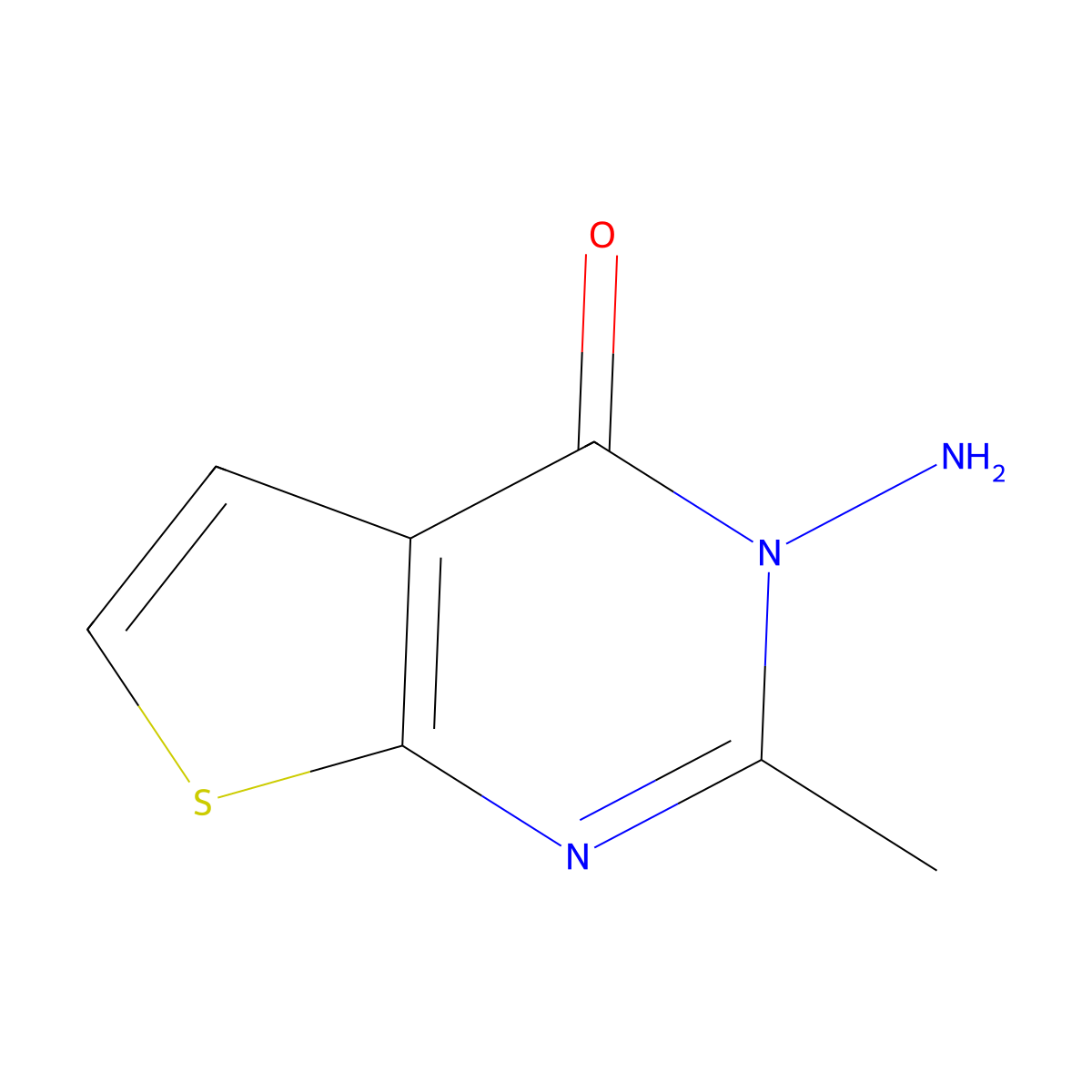 3-amino-2-methyl-3H,4H-thieno[2,3-d]pyrimidin-4-one molecular structure, CAS 852399-99-6