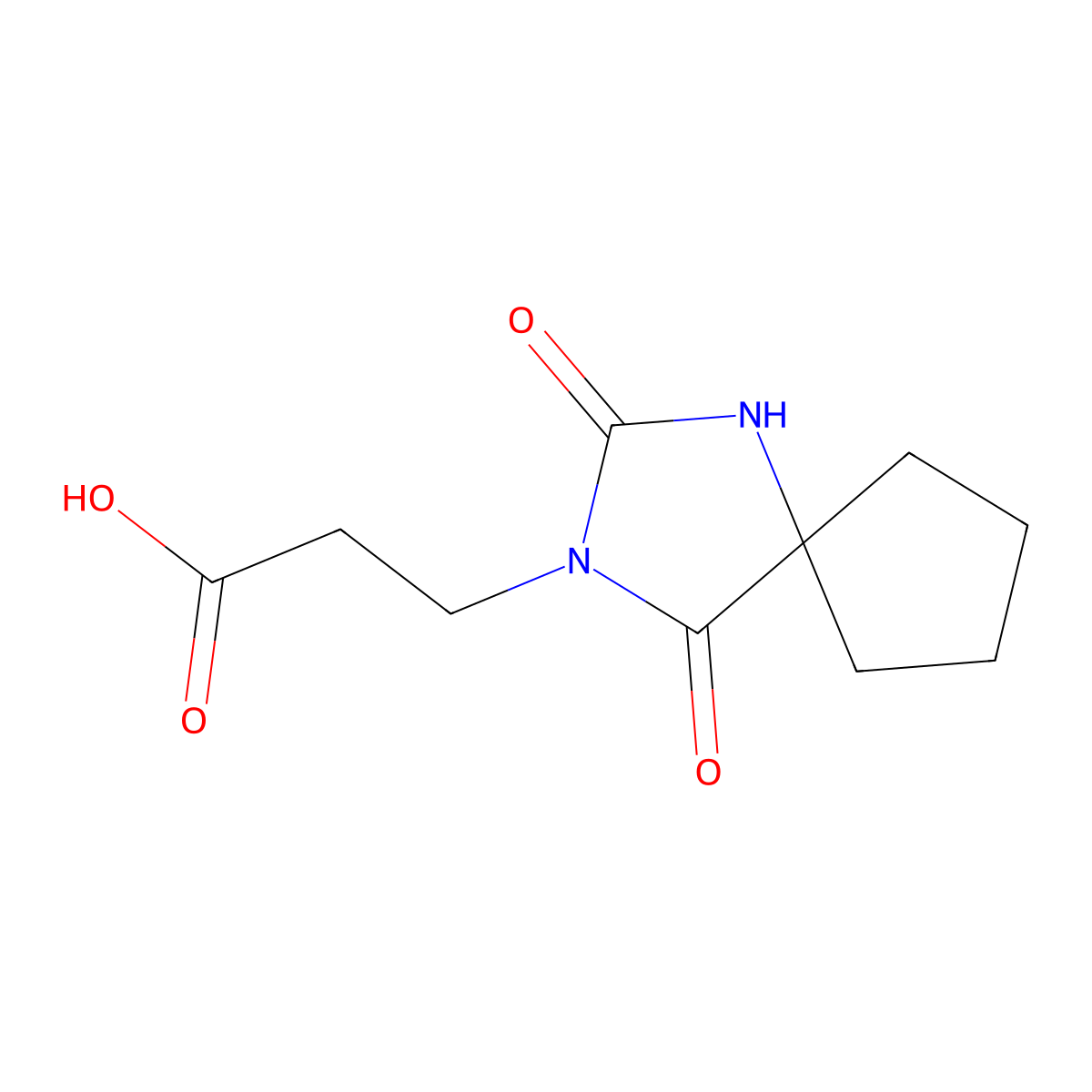3-(2,4-Dioxo-1,3-diazaspiro(4.4)nonan-3-yl)propanoic acid molecular structure, CAS 852400-00-1