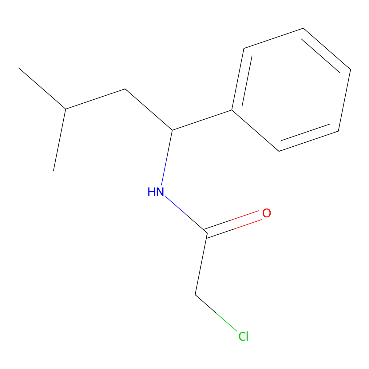 2-chloro-N-(3-methyl-1-phenylbutyl)acetamide molecular structure, CAS 852400-04-5