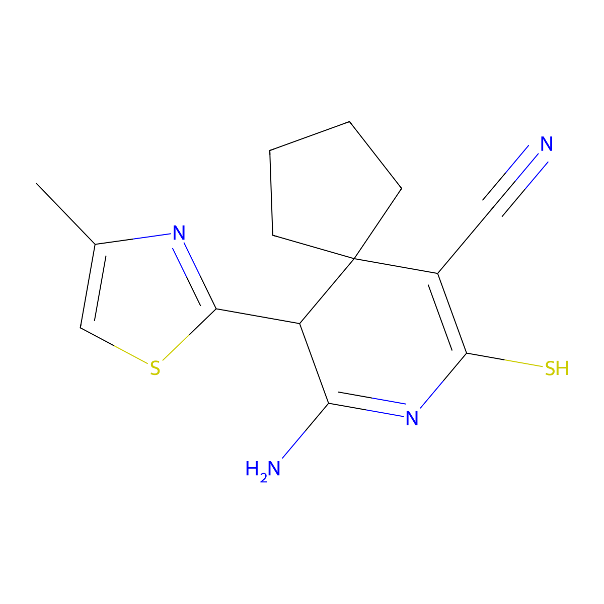 9-Imino-10-(4-methyl-1,3-thiazol-2-yl)-7-sulfanyl-8-azaspiro[4.5]dec-6-ene-6-carbonitrile molecular structure, CAS 852400-05-6