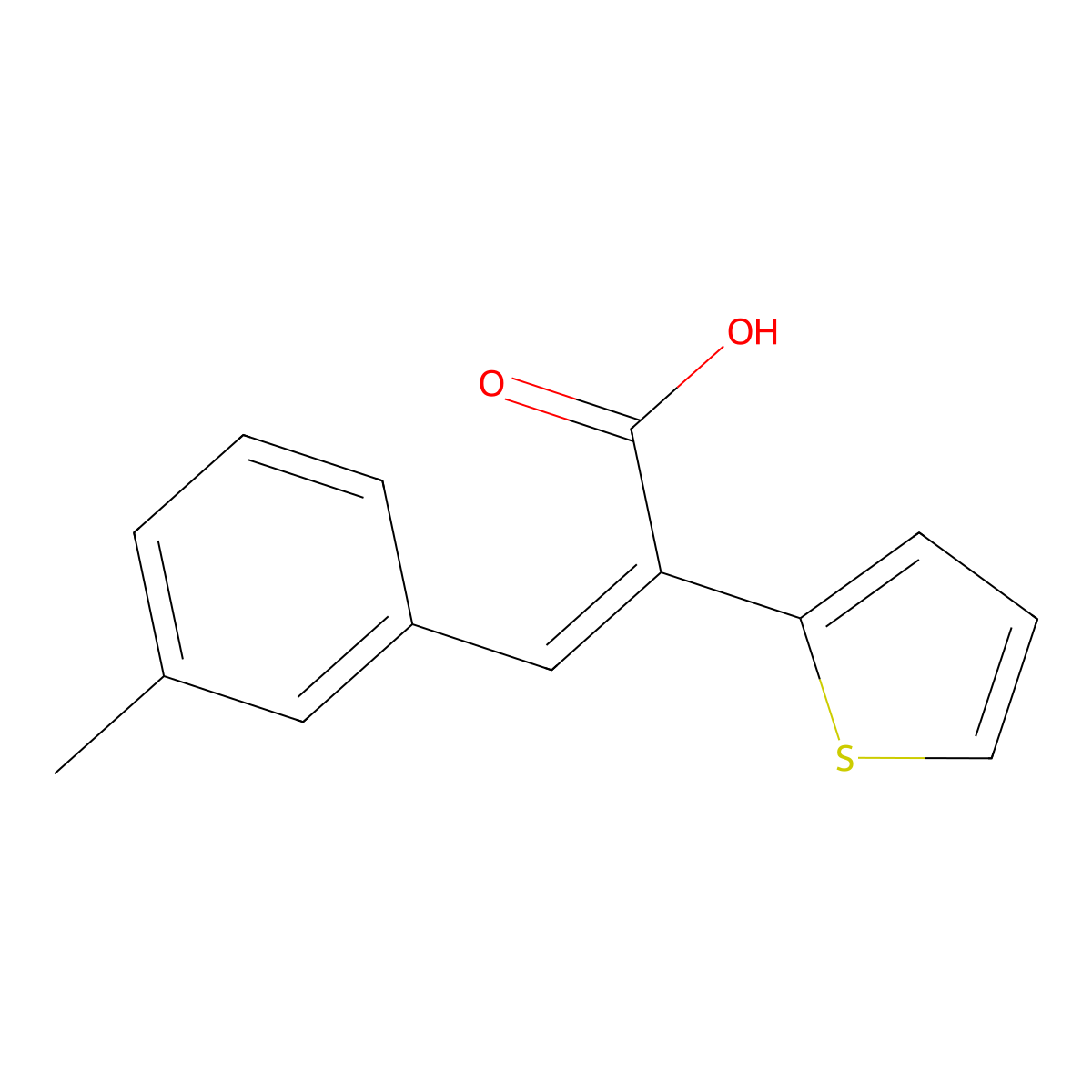 (E)-3-(3-methylphenyl)-2-thiophen-2-ylprop-2-enoic acid molecular structure, CAS 852400-10-3