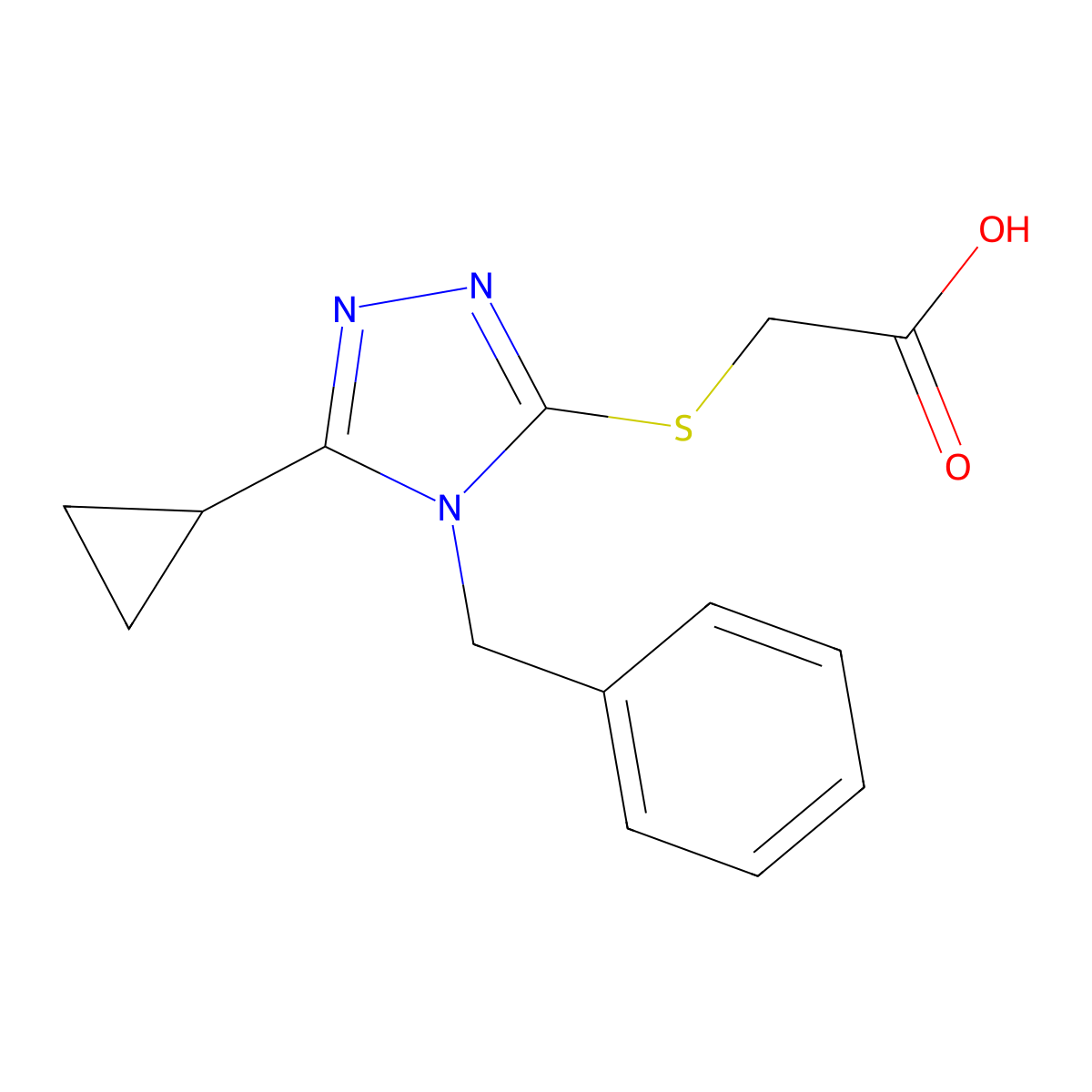 2-[(4-benzyl-5-cyclopropyl-4H-1,2,4-triazol-3-yl)sulfanyl]acetic acid molecular structure, CAS 852400-25-0
