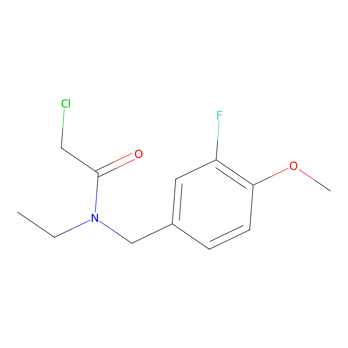 2-chloro-N-ethyl-N-[(3-fluoro-4-methoxyphenyl)methyl]acetamide molecular structure, CAS 852400-35-2