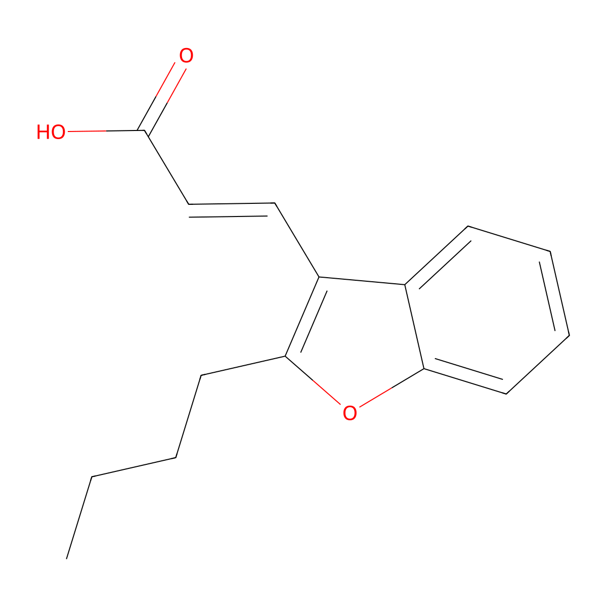 3-(2-Butyl-1-benzofuran-3-yl)prop-2-enoic acid molecular structure, CAS 852400-43-2