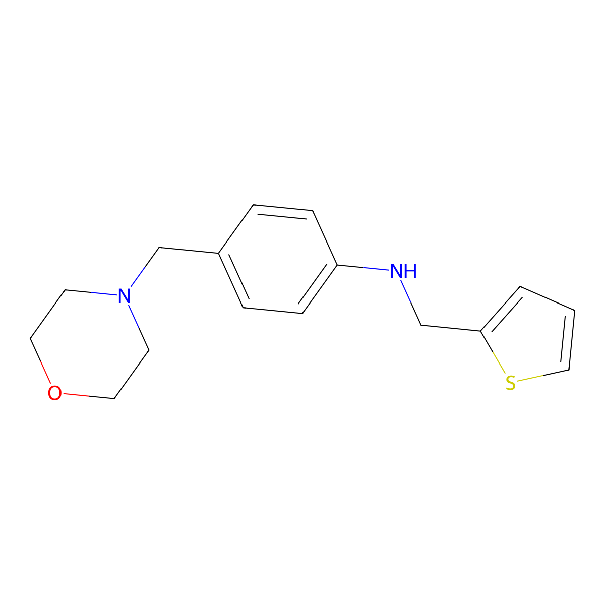 4-(morpholin-4-ylmethyl)-N-(thiophen-2-ylmethyl)aniline molecular structure, CAS 852404-78-5
