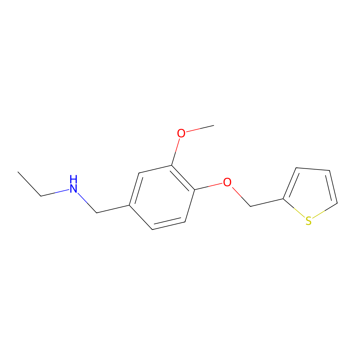 Ethyl({[3-methoxy-4-(thiophen-2-ylmethoxy)phenyl]methyl})amine molecular structure, CAS 852404-79-6