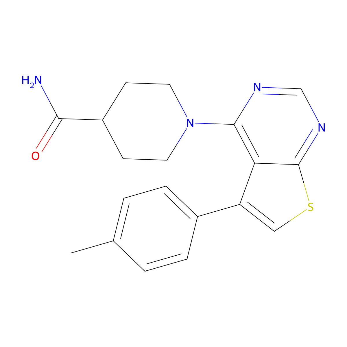 1-[5-(4-Methylphenyl)thieno[2,3-d]pyrimidin-4-yl]piperidine-4-carboxamide molecular structure, CAS 852405-64-2