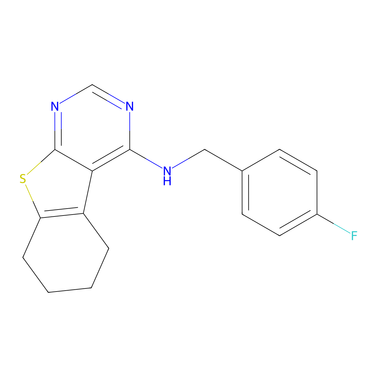 N-(4-Fluorobenzyl)-5,6,7,8-tetrahydrobenzo[4,5]thieno[2,3-d]pyrimidin-4-amine molecular structure, CAS 852407-49-9