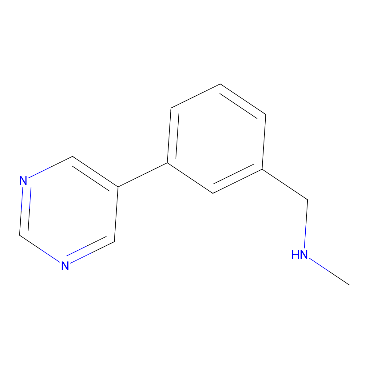 N-Methyl-3-(pyrimidin-5-yl)benzylamine molecular structure, CAS 852431-03-9