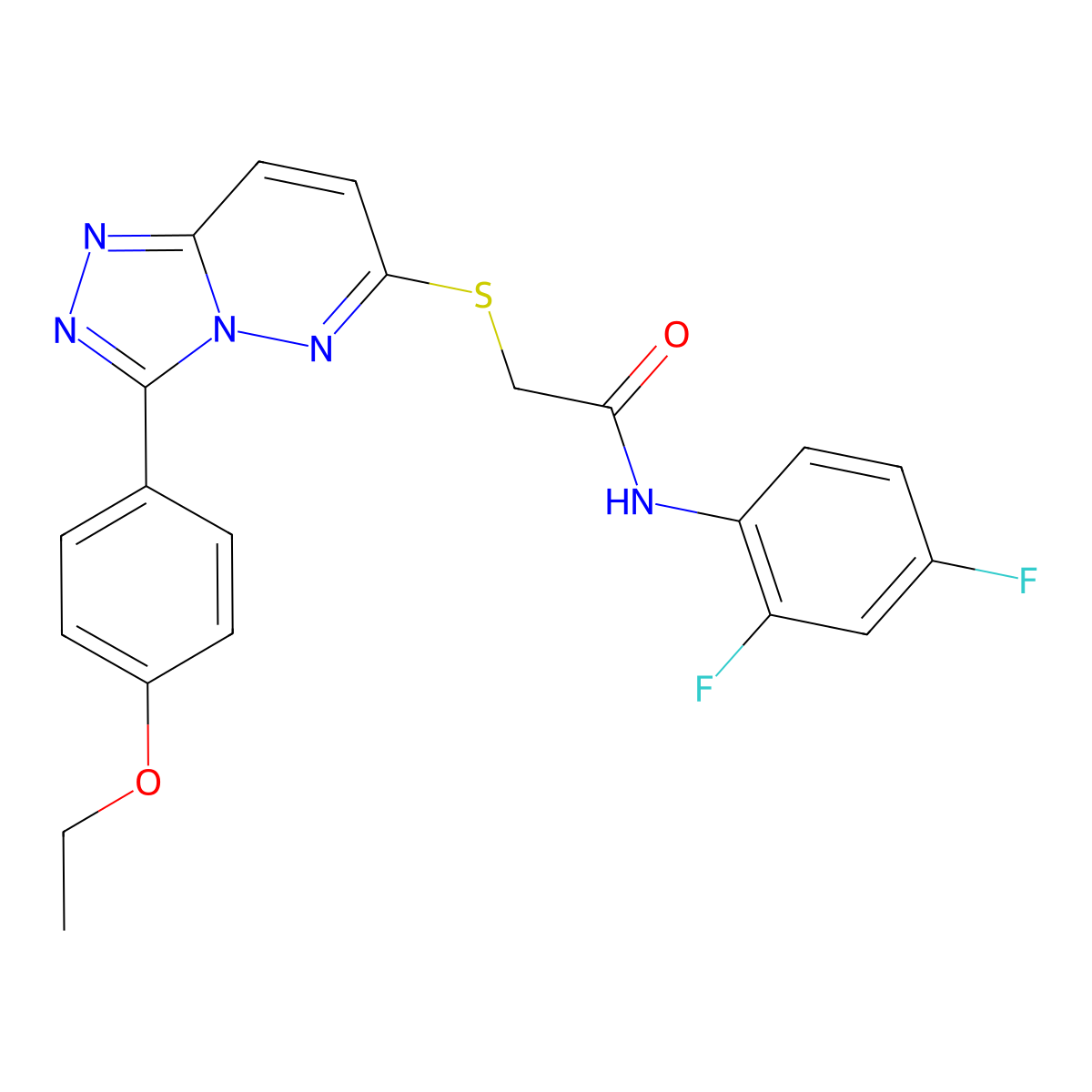 N-(2,4-difluorophenyl)-2-((3-(4-ethoxyphenyl)-[1,2,4]triazolo[4,3-b]pyridazin-6-yl)thio)acetamide molecular structure, CAS 852436-71-6