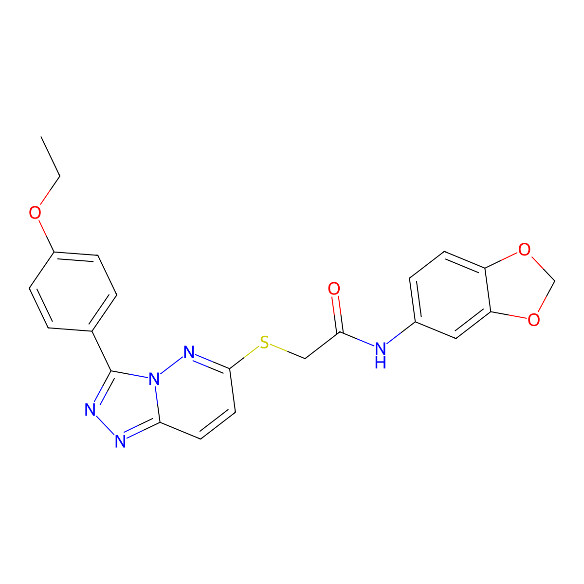 N-(benzo[d][1,3]dioxol-5-yl)-2-((3-(4-ethoxyphenyl)-[1,2,4]triazolo[4,3-b]pyridazin-6-yl)thio)acetamide molecular structure, CAS 852436-82-9