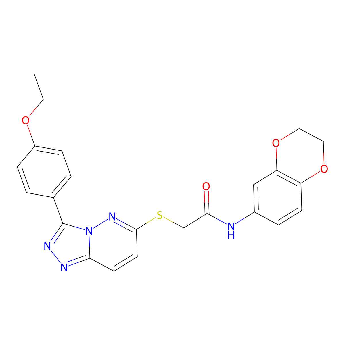 N-(2,3-dihydrobenzo[b][1,4]dioxin-6-yl)-2-((3-(4-ethoxyphenyl)-[1,2,4]triazolo[4,3-b]pyridazin-6-yl)thio)acetamide molecular structure, CAS 852436-83-0