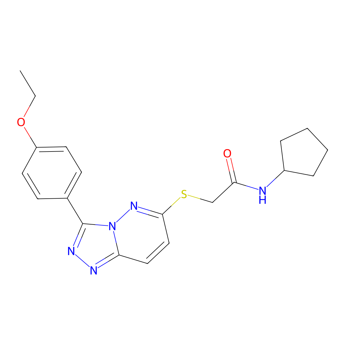 N-cyclopentyl-2-((3-(4-ethoxyphenyl)-[1,2,4]triazolo[4,3-b]pyridazin-6-yl)thio)acetamide molecular structure, CAS 852436-90-9