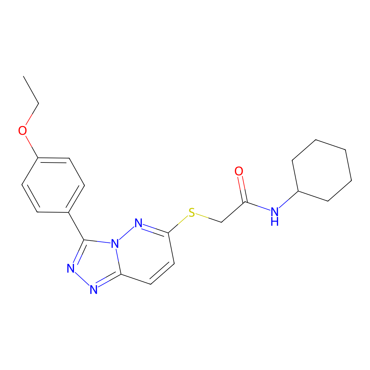 N-cyclohexyl-2-((3-(4-ethoxyphenyl)-[1,2,4]triazolo[4,3-b]pyridazin-6-yl)thio)acetamide molecular structure, CAS 852436-91-0