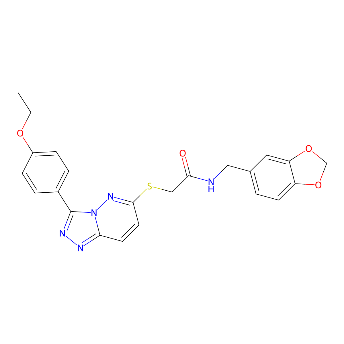 N-(benzo[d][1,3]dioxol-5-ylmethyl)-2-((3-(4-ethoxyphenyl)-[1,2,4]triazolo[4,3-b]pyridazin-6-yl)thio)acetamide molecular structure, CAS 852436-92-1