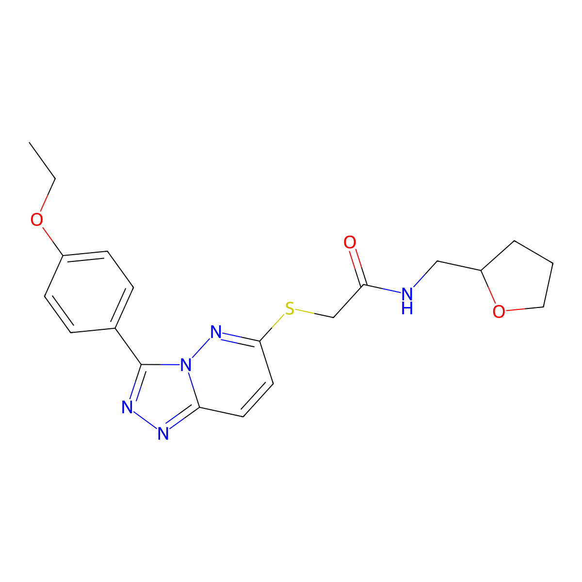 2-((3-(4-ethoxyphenyl)-[1,2,4]triazolo[4,3-b]pyridazin-6-yl)thio)-N-((tetrahydrofuran-2-yl)methyl)acetamide molecular structure, CAS 852436-95-4