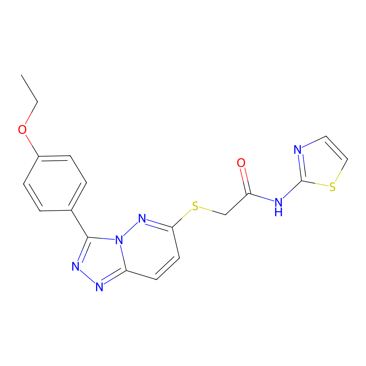2-((3-(4-ethoxyphenyl)-[1,2,4]triazolo[4,3-b]pyridazin-6-yl)thio)-N-(thiazol-2-yl)acetamide molecular structure, CAS 852436-98-7