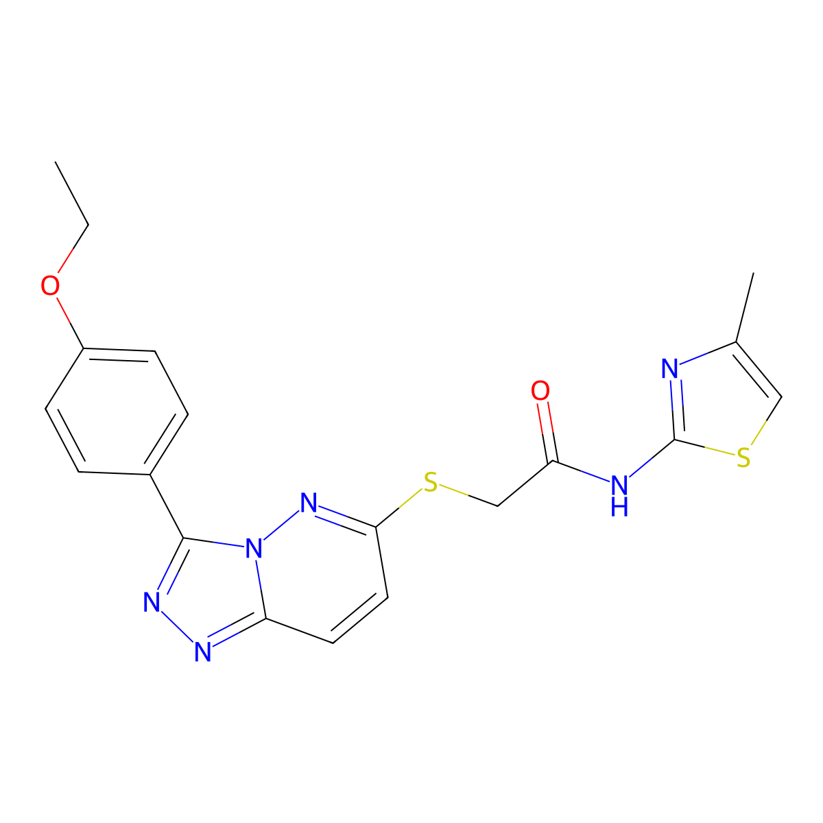 2-((3-(4-ethoxyphenyl)-[1,2,4]triazolo[4,3-b]pyridazin-6-yl)thio)-N-(4-methylthiazol-2-yl)acetamide molecular structure, CAS 852436-99-8