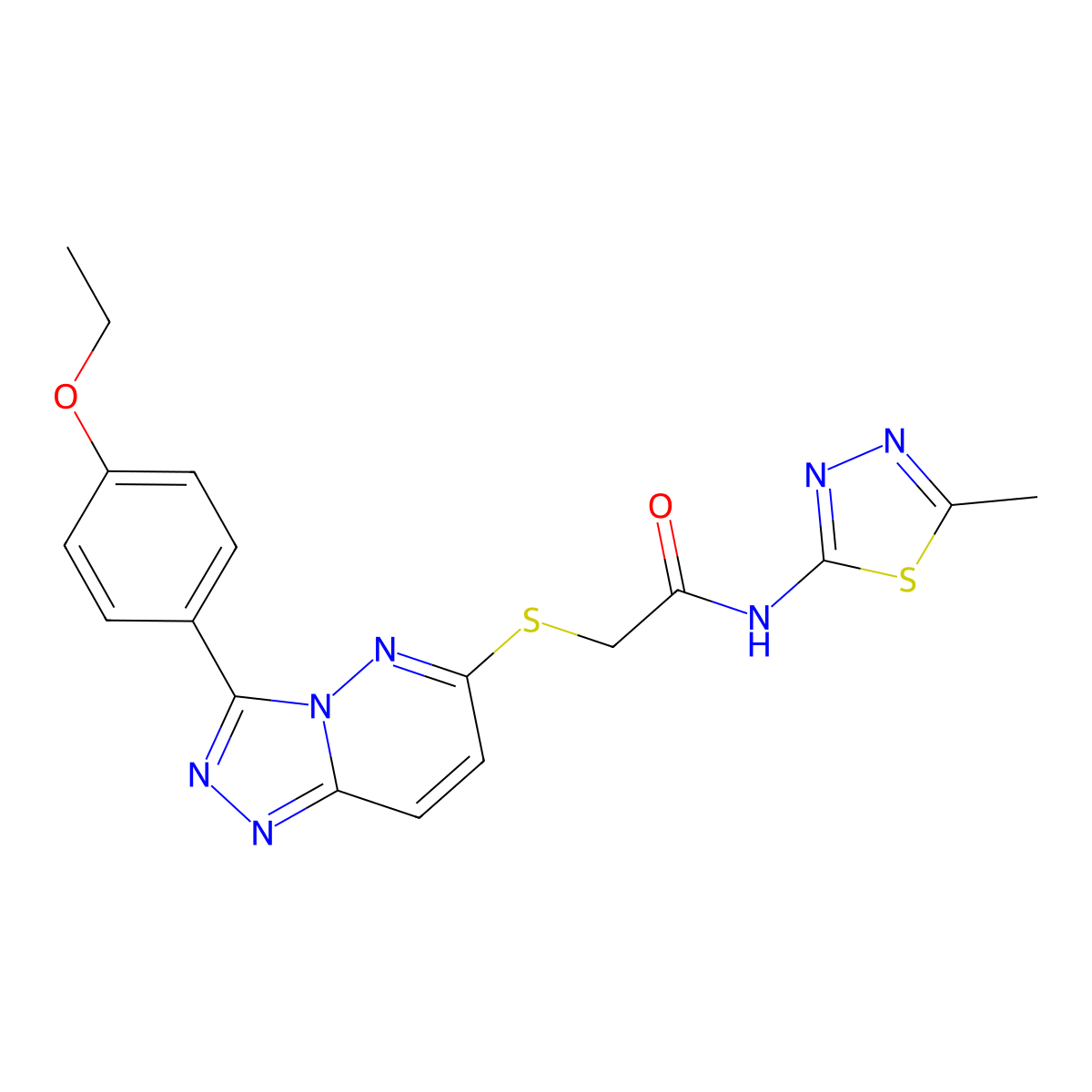 2-{[3-(4-Ethoxyphenyl)-[1,2,4]triazolo[4,3-B]pyridazin-6-YL]sulfanyl}-N-(5-methyl-1,3,4-thiadiazol-2-YL)acetamide molecular structure, CAS 852437-00-4