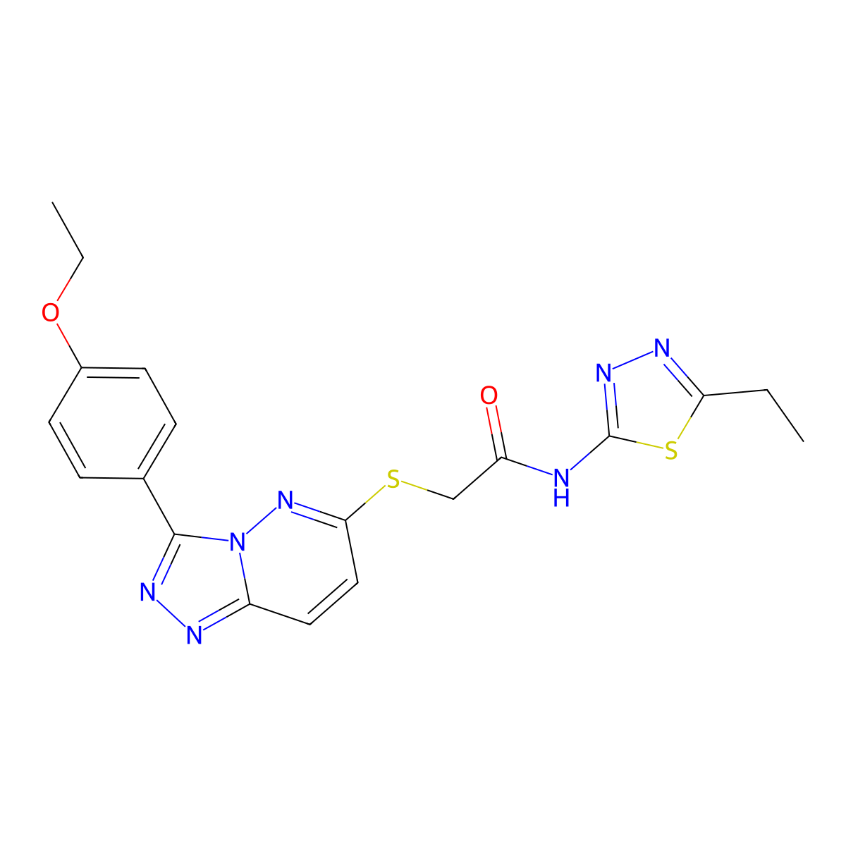2-((3-(4-ethoxyphenyl)-[1,2,4]triazolo[4,3-b]pyridazin-6-yl)thio)-N-(5-ethyl-1,3,4-thiadiazol-2-yl)acetamide molecular structure, CAS 852437-01-5