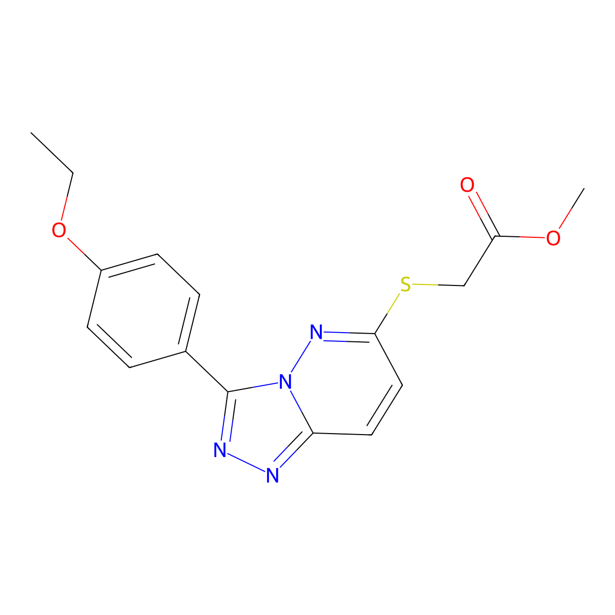Methyl 2-((3-(4-ethoxyphenyl)-[1,2,4]triazolo[4,3-b]pyridazin-6-yl)thio)acetate molecular structure, CAS 852437-06-0