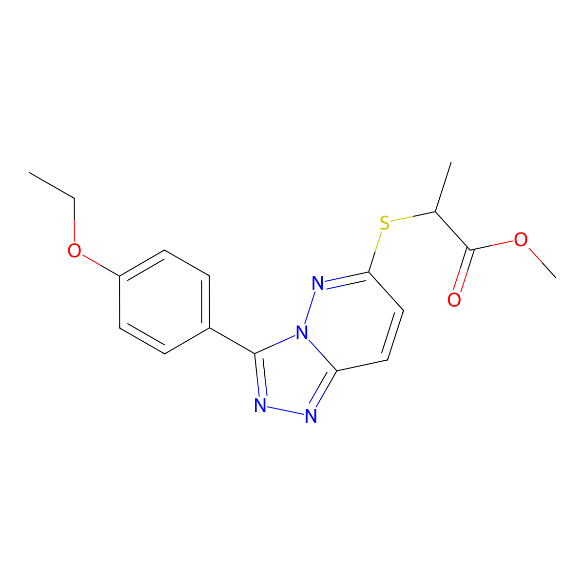 Methyl 2-((3-(4-ethoxyphenyl)-[1,2,4]triazolo[4,3-b]pyridazin-6-yl)thio)propanoate molecular structure, CAS 852437-10-6