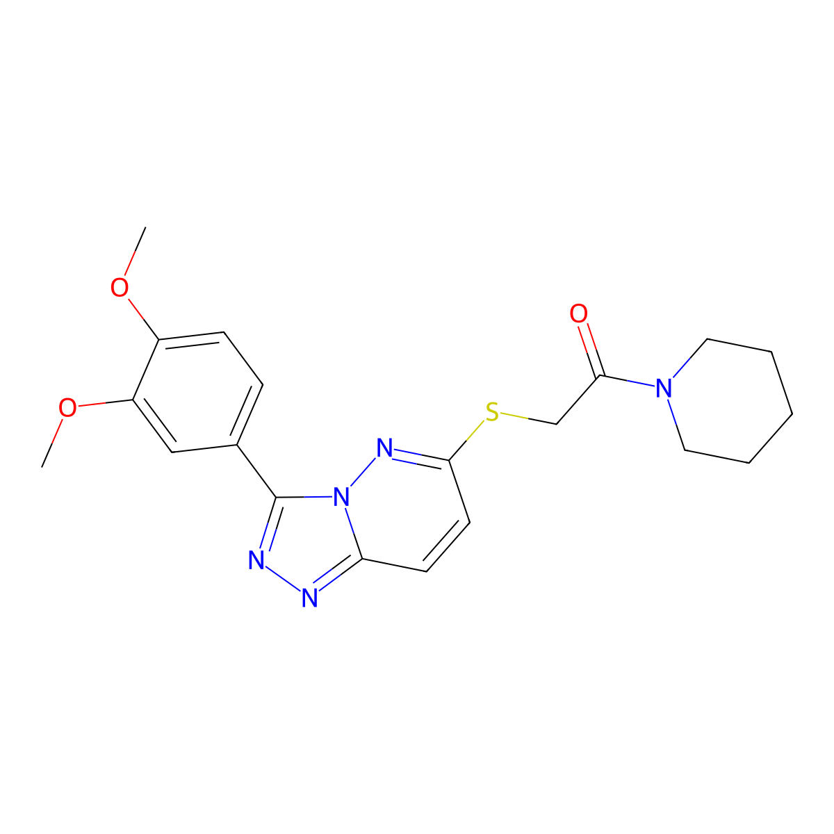 2-((3-(3,4-Dimethoxyphenyl)-[1,2,4]triazolo[4,3-b]pyridazin-6-yl)thio)-1-(piperidin-1-yl)ethanone molecular structure, CAS 852437-24-2