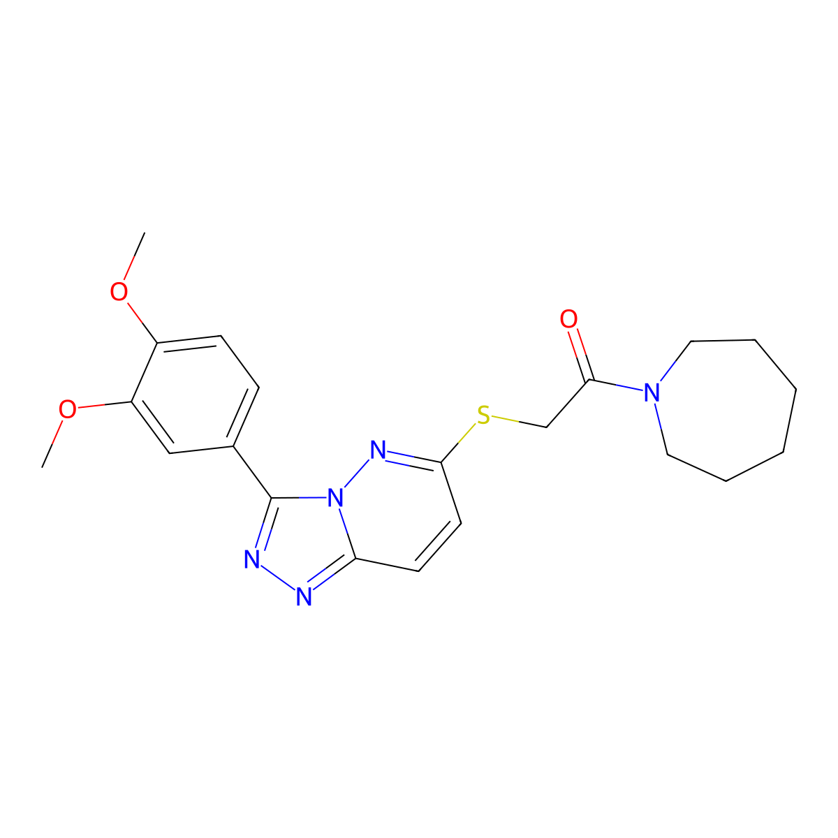 1-(Azepan-1-yl)-2-((3-(3,4-dimethoxyphenyl)-[1,2,4]triazolo[4,3-b]pyridazin-6-yl)thio)ethanone molecular structure, CAS 852437-25-3