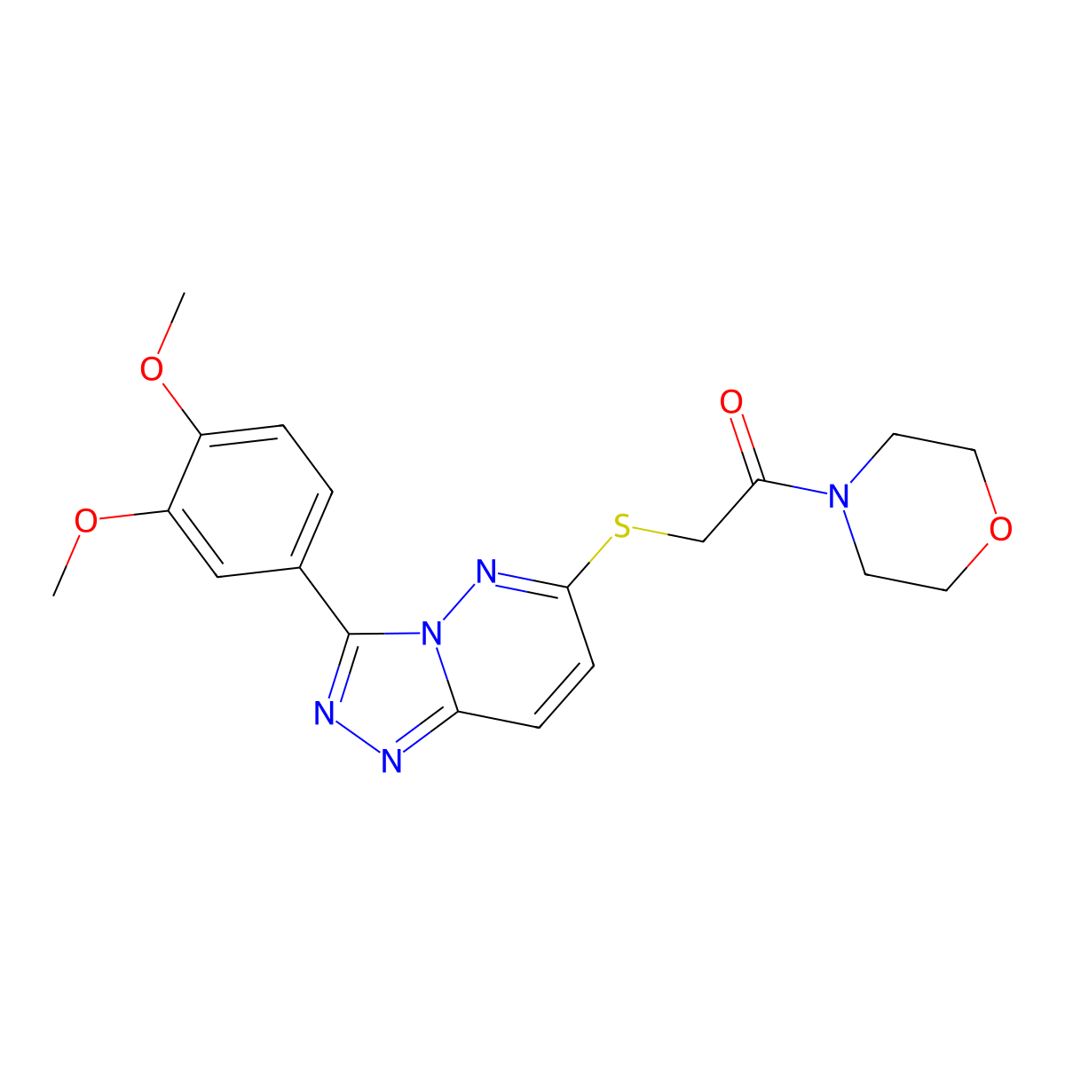 2-((3-(3,4-Dimethoxyphenyl)-[1,2,4]triazolo[4,3-b]pyridazin-6-yl)thio)-1-morpholinoethanone molecular structure, CAS 852437-26-4