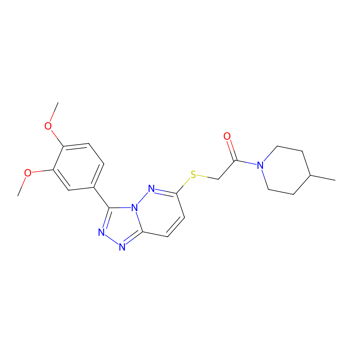 2-((3-(3,4-Dimethoxyphenyl)-[1,2,4]triazolo[4,3-b]pyridazin-6-yl)thio)-1-(4-methylpiperidin-1-yl)ethanone molecular structure, CAS 852437-27-5
