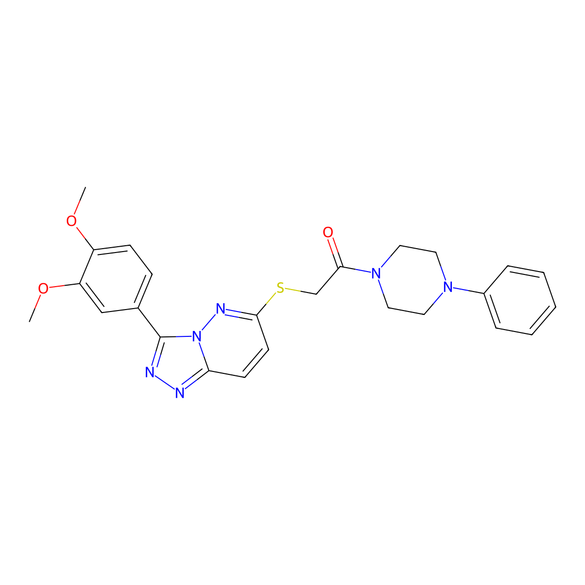 2-((3-(3,4-Dimethoxyphenyl)-[1,2,4]triazolo[4,3-b]pyridazin-6-yl)thio)-1-(4-phenylpiperazin-1-yl)ethanone molecular structure, CAS 852437-28-6