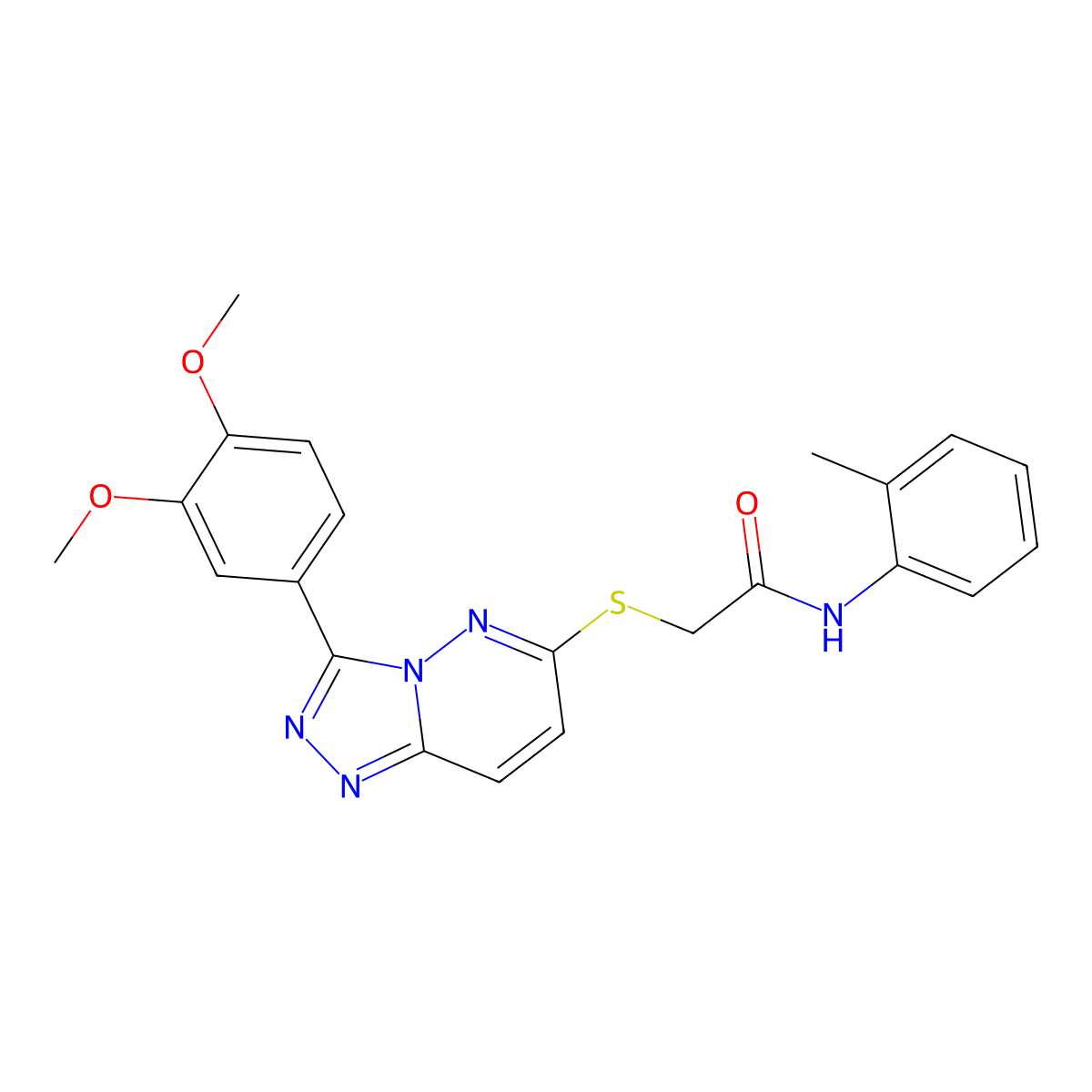 2-((3-(3,4-dimethoxyphenyl)-[1,2,4]triazolo[4,3-b]pyridazin-6-yl)thio)-N-(o-tolyl)acetamide molecular structure, CAS 852437-34-4