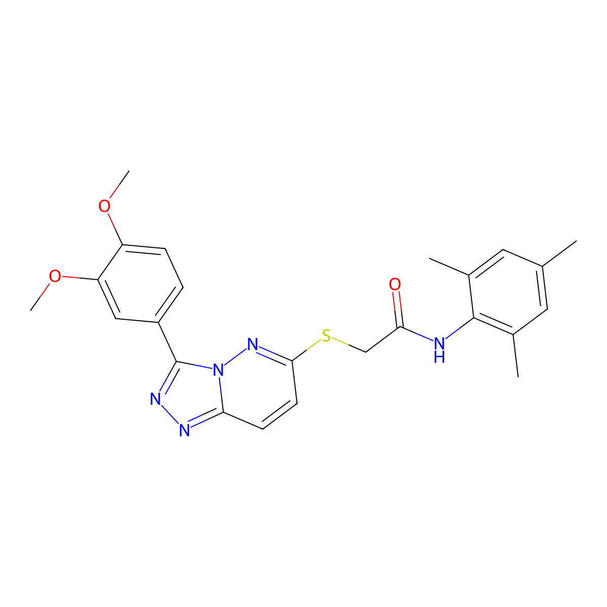 2-((3-(3,4-dimethoxyphenyl)-[1,2,4]triazolo[4,3-b]pyridazin-6-yl)thio)-N-mesitylacetamide molecular structure, CAS 852437-41-3