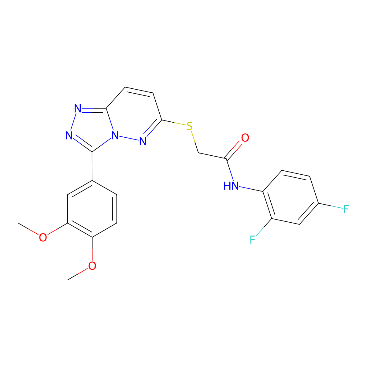 N-(2,4-difluorophenyl)-2-((3-(3,4-dimethoxyphenyl)-[1,2,4]triazolo[4,3-b]pyridazin-6-yl)thio)acetamide molecular structure, CAS 852437-48-0