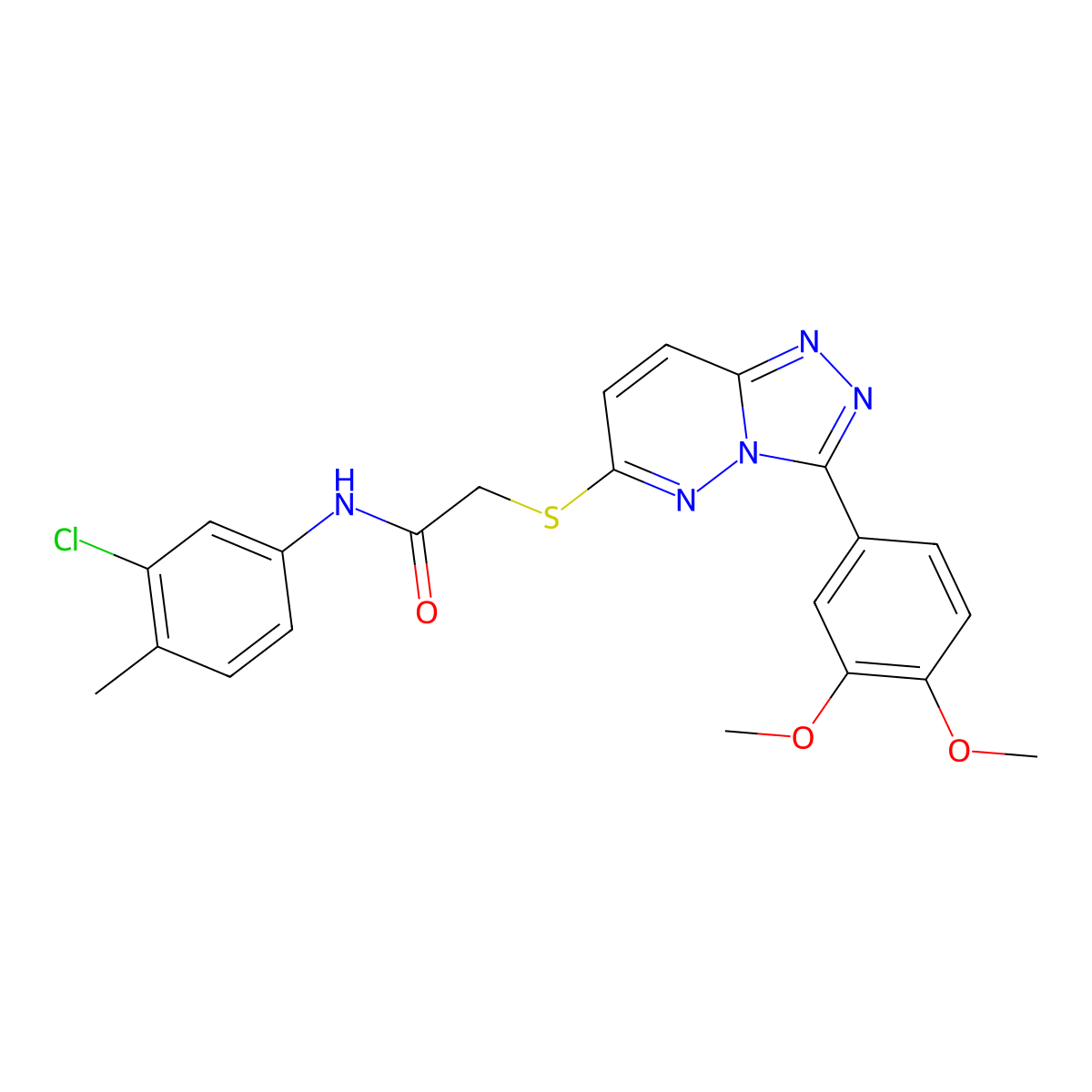 N-(3-chloro-4-methylphenyl)-2-((3-(3,4-dimethoxyphenyl)-[1,2,4]triazolo[4,3-b]pyridazin-6-yl)thio)acetamide molecular structure, CAS 852437-50-4