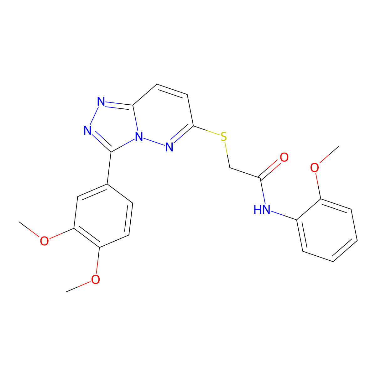 2-((3-(3,4-dimethoxyphenyl)-[1,2,4]triazolo[4,3-b]pyridazin-6-yl)thio)-N-(2-methoxyphenyl)acetamide molecular structure, CAS 852437-52-6
